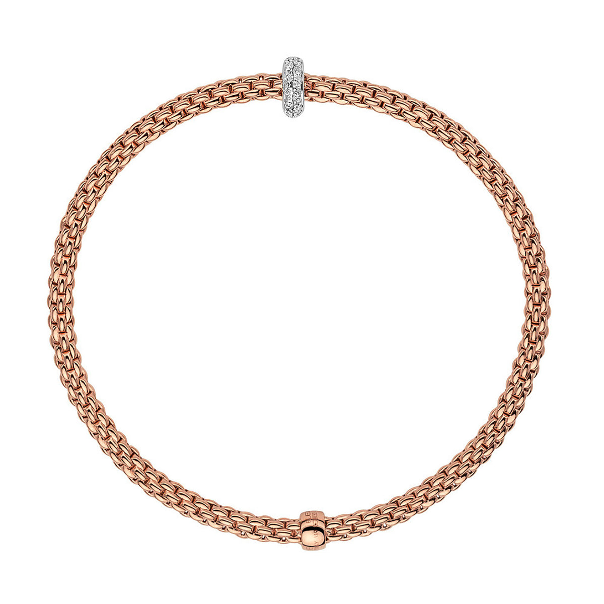 FOPE Flex'it Prima 18ct Rose and White Gold 0.18ct Diamond Set Bracelet Medium - Michael Jones Jeweller