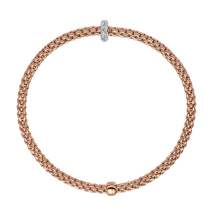 FOPE Flex'it Prima 18ct Rose and White Gold 0.18ct Diamond Set Bracelet Medium