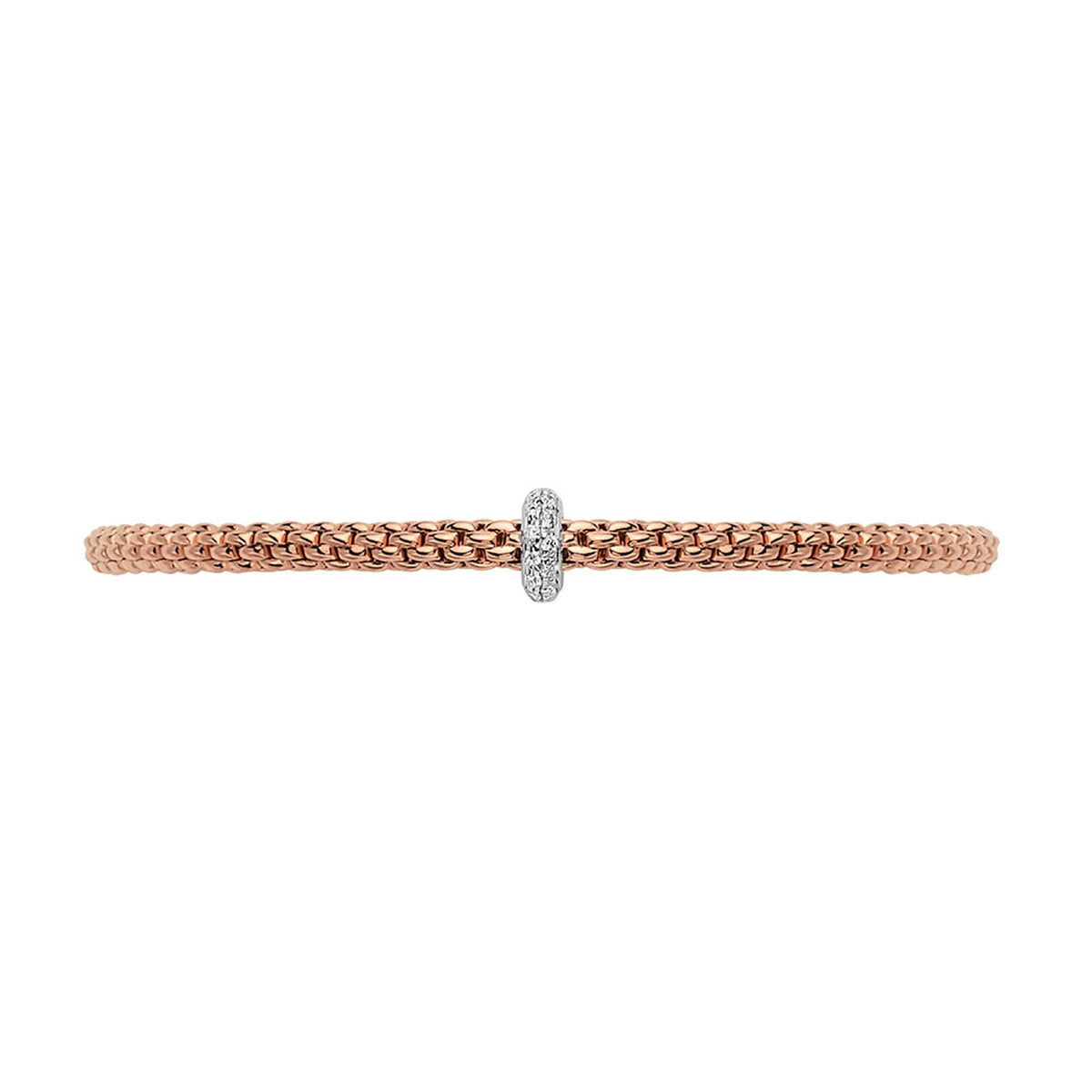 FOPE Flex'it Prima 18ct Rose and White Gold 0.18ct Diamond Set Bracelet Medium - Michael Jones Jeweller