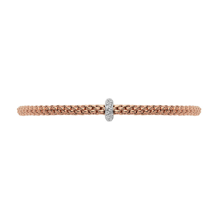 FOPE Flex'it Prima 18ct Rose and White Gold 0.18ct Diamond Set Bracelet Medium