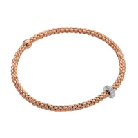 FOPE Flex'it Prima 18ct Rose and White Gold 0.18ct Diamond Set Bracelet Medium - Michael Jones Jeweller