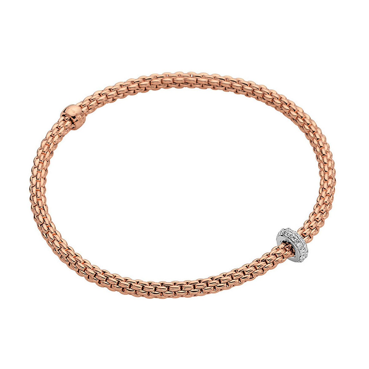 FOPE Flex'it Prima 18ct Rose and White Gold 0.18ct Diamond Set Bracelet Medium - Michael Jones Jeweller