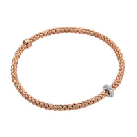 FOPE Flex'it Prima 18ct Rose and White Gold 0.18ct Diamond Set Bracelet Medium - Michael Jones Jeweller