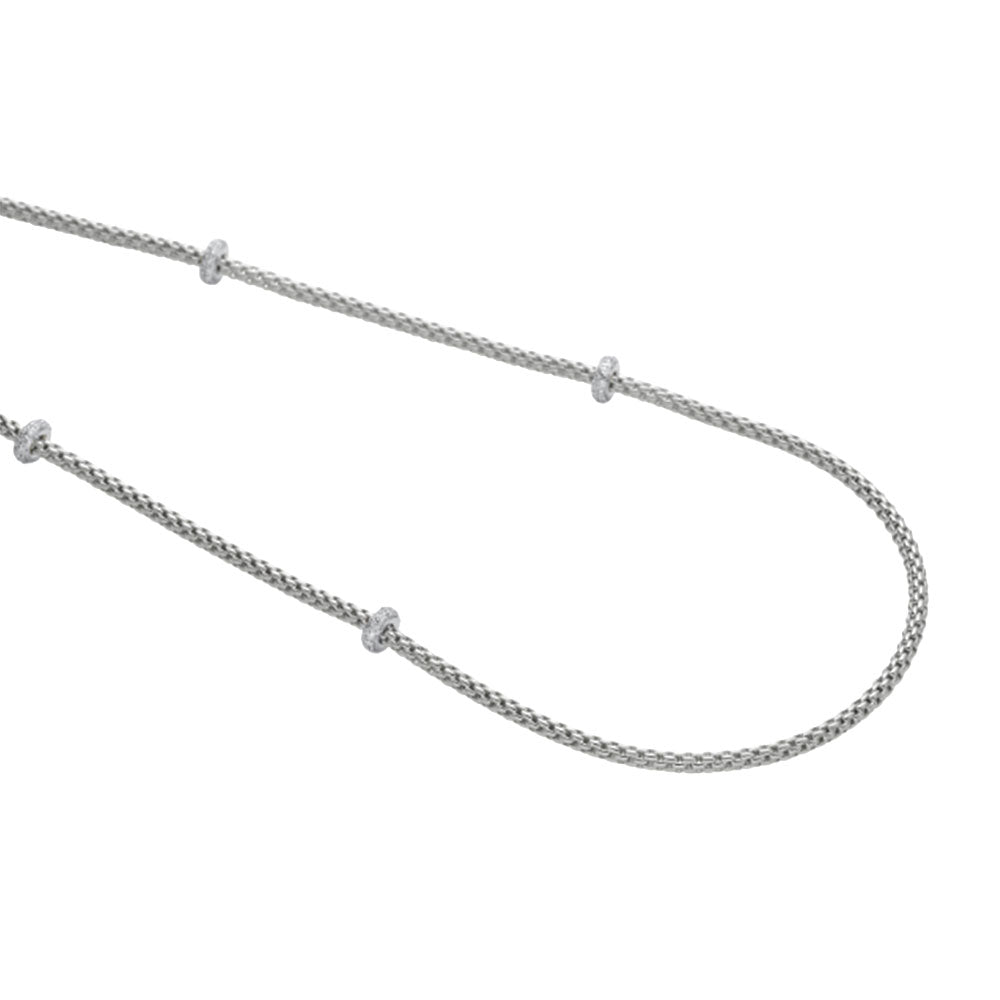 FOPE Flex'it Prima 18ct White Gold 0.72ct Diamond Set Long Necklace 80cm - Michael Jones Jeweller
