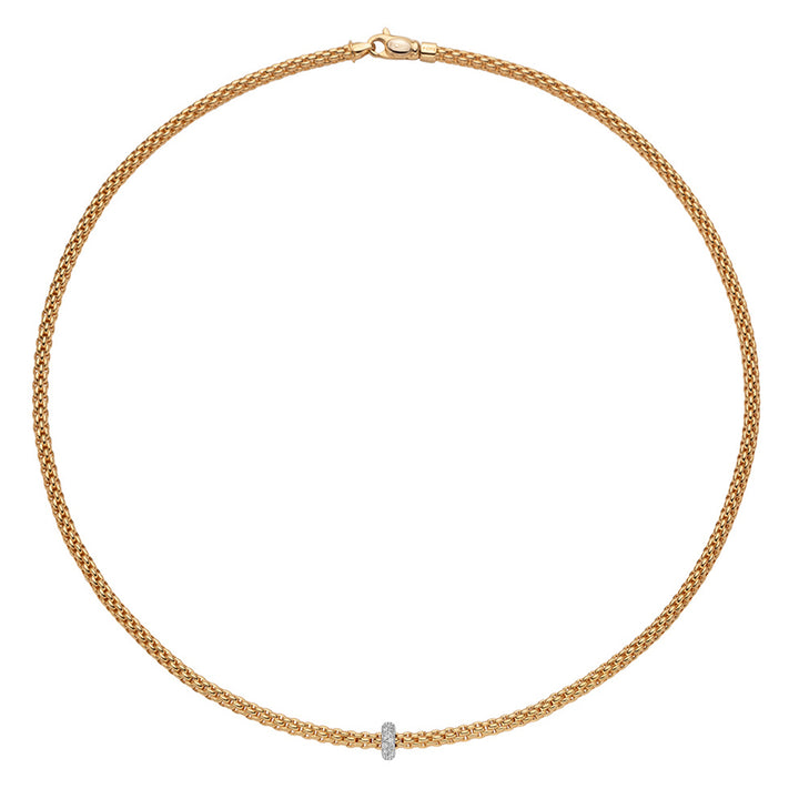 FOPE Flex'it Prima 18ct Rose and White Gold 0.18ct Diamond Set Necklace 43cm - Michael Jones Jeweller