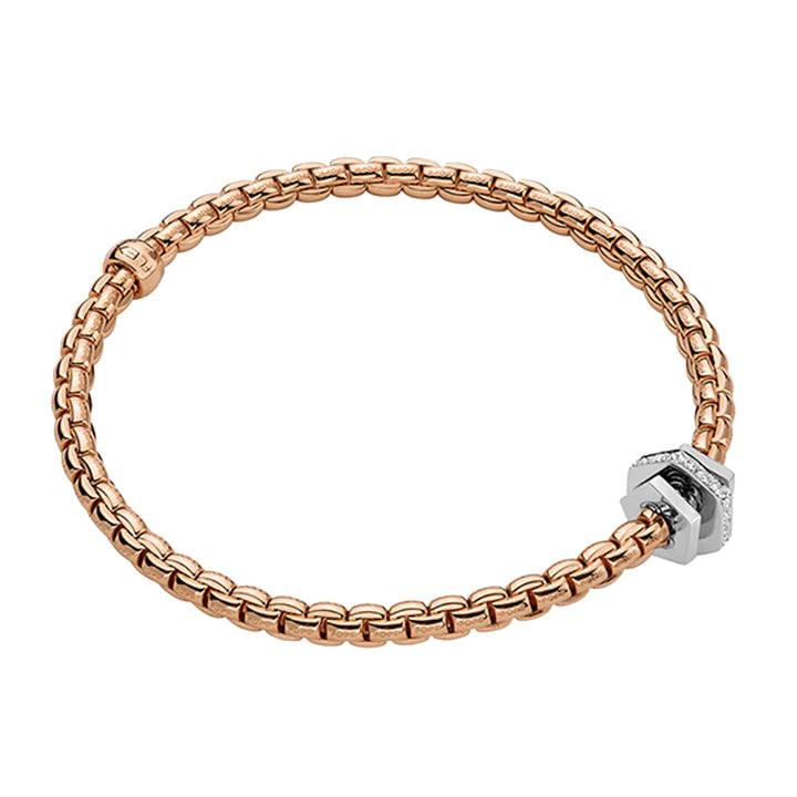 FOPE Flex'it Eka Tiny 18ct Rose and White Gold Diamond Set Bracelet Medium - Michael Jones Jeweller