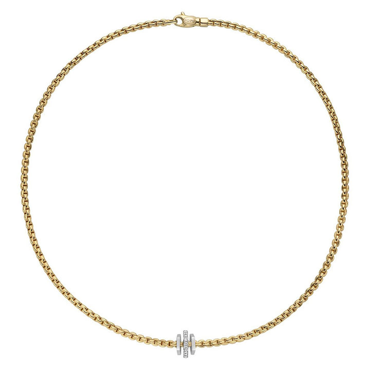 FOPE Eka Tiny 18ct Yellow Gold 0.15ct Diamond Set Necklace 43cm - Michael Jones Jeweller