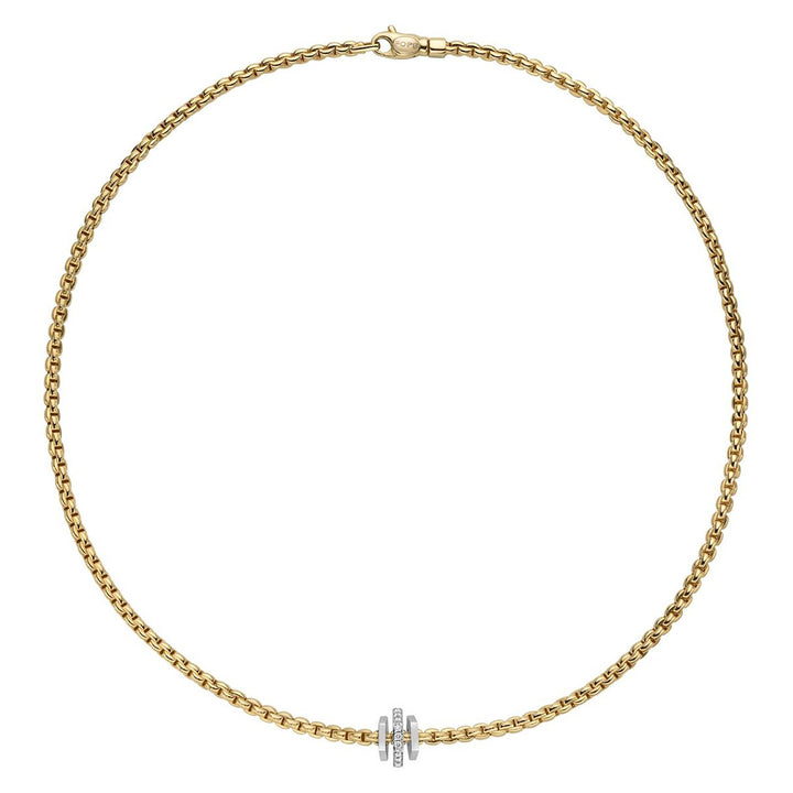 FOPE Eka Tiny 18ct Yellow Gold 0.15ct Diamond Set Necklace 43cm