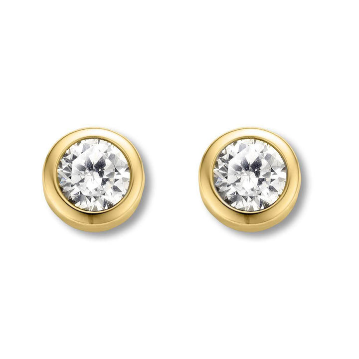 Ti Sento Yellow Gold Plated Cubic Zirconia Stud Earrings - Michael Jones Jeweller