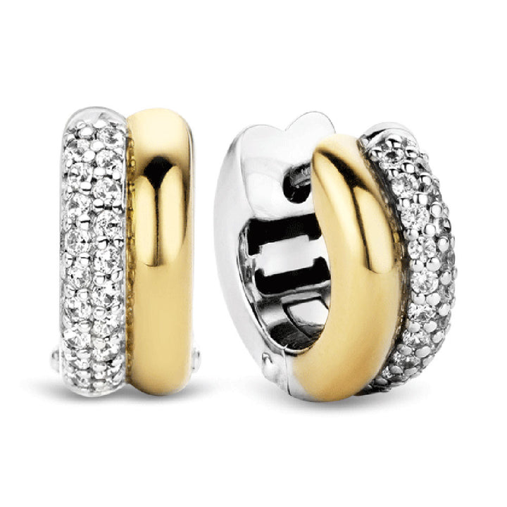 Ti Sento Yellow Gold Plated Cubic Zirconia Hoop Earrings - Michael Jones Jeweller