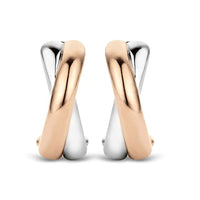 Ti Sento Rose Gold Plated Crossover Hoop Earrings - Michael Jones Jeweller
