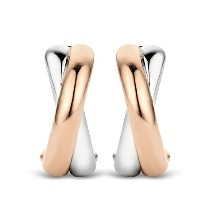 Ti Sento Rose Gold Plated Crossover Hoop Earrings - Michael Jones Jeweller