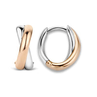 Ti Sento Rose Gold Plated Crossover Hoop Earrings - Michael Jones Jeweller