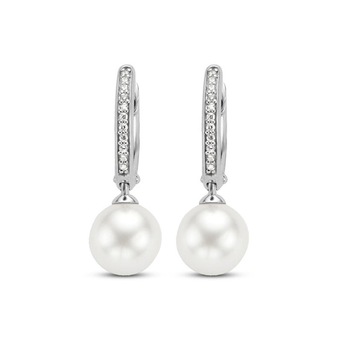 Ti Sento Simulated Pearl and Cubic Zirconia Hoop Earrings - Michael Jones Jeweller