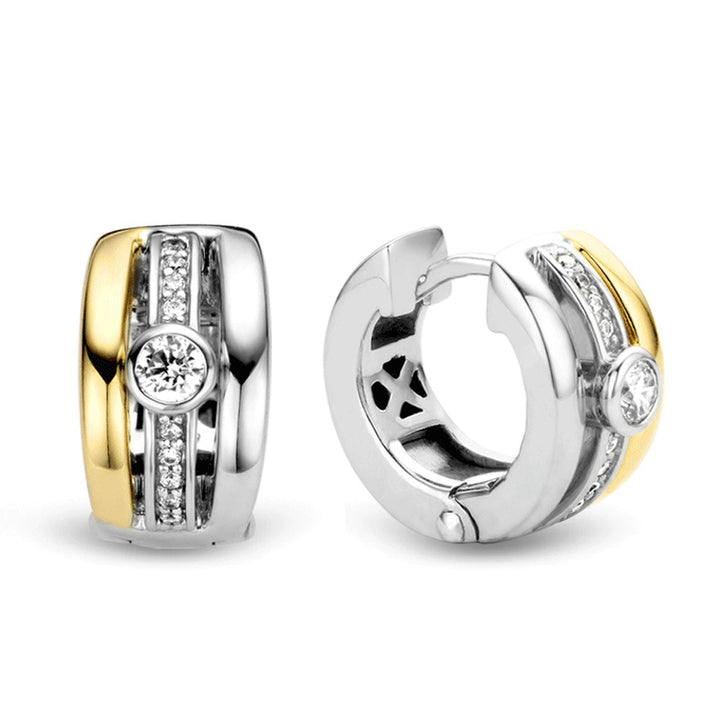 Ti Sento Yellow Gold Plated Cubic Zirconia Hoop Earrings - Michael Jones Jeweller