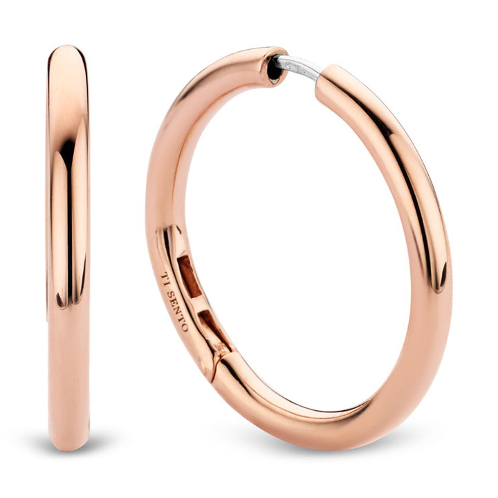Ti Sento Rose Gold Plated Hoop Earrings - Michael Jones Jeweller