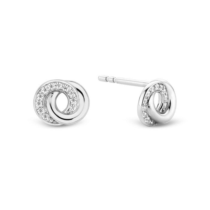 Ti Sento Cubic Zirconia Interlocking Circle Stud Earrings