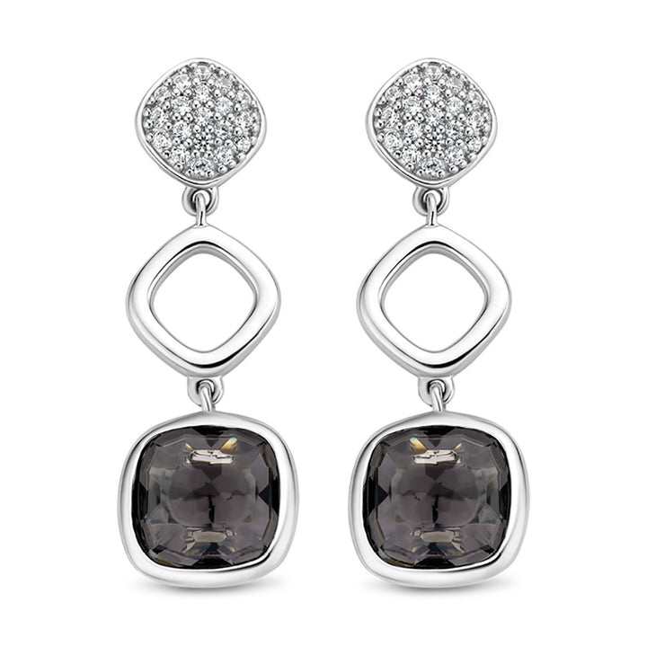 Ti Sento Grey Blue Crystal and Zirconia Drop Earrings - Michael Jones Jeweller