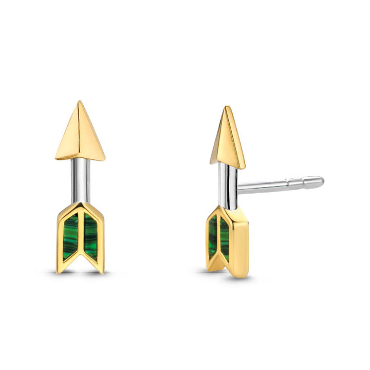 Ti Sento Malachite Green Arrow Feather Stud Earrings - Michael Jones Jeweller