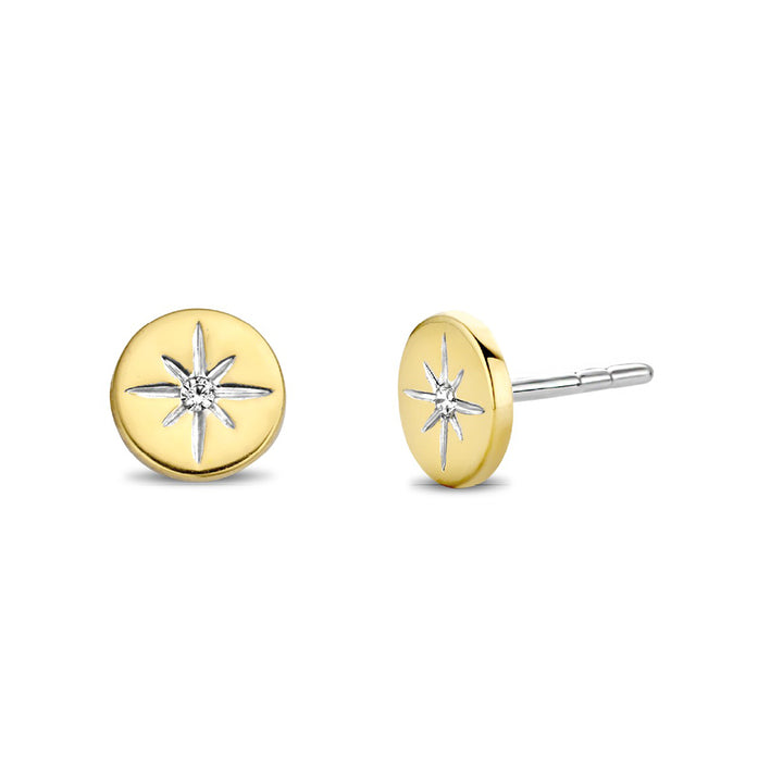 Ti Sento Cubic Zirconia Star Disc Stud Earrings