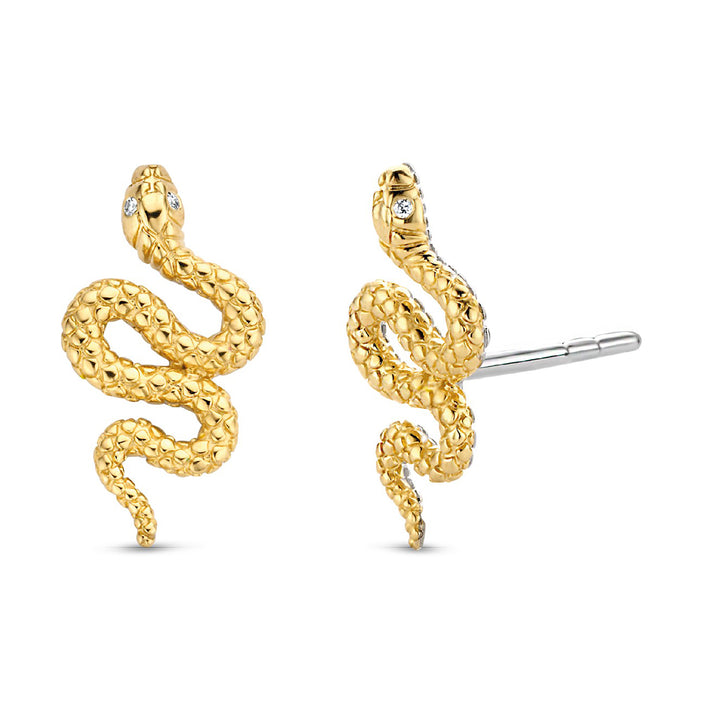 Ti Sento Yellow Gold Plated Cubic Zirconia Snake Stud Earrings