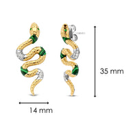 Ti Sento Malachite and Cubic Zirconia Snake Stud Earrings - Michael Jones Jeweller