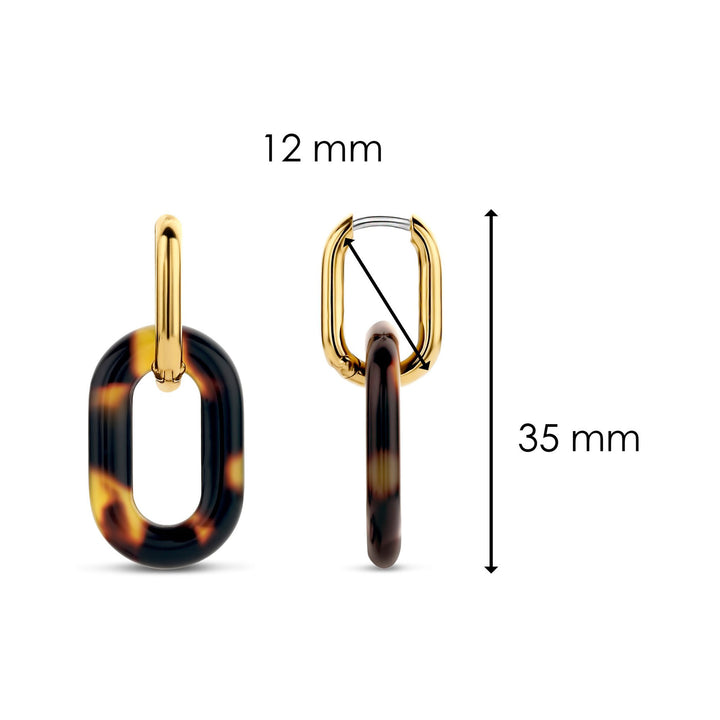 Ti Sento Yellow Gold Plated Tortoise Shell Oval Link Drop Earrings - Michael Jones Jeweller