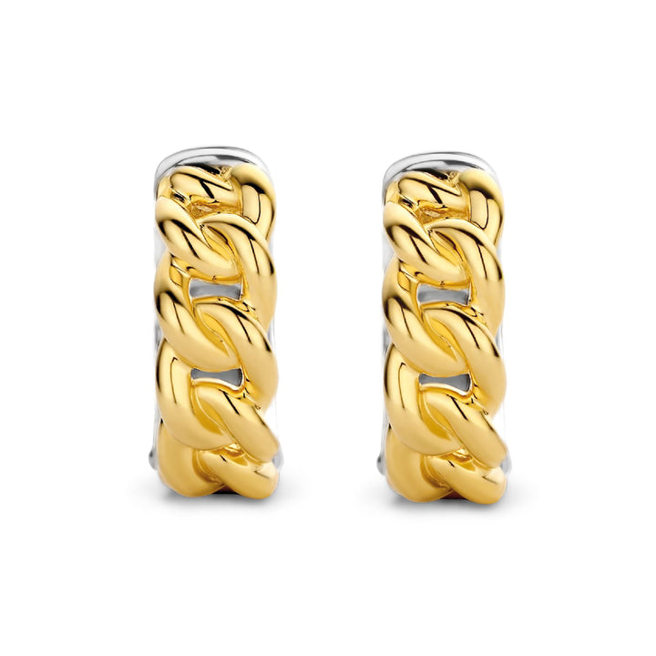 Ti Sento Yellow Gold Plated Curb Link Hoop Earrings - Michael Jones Jeweller