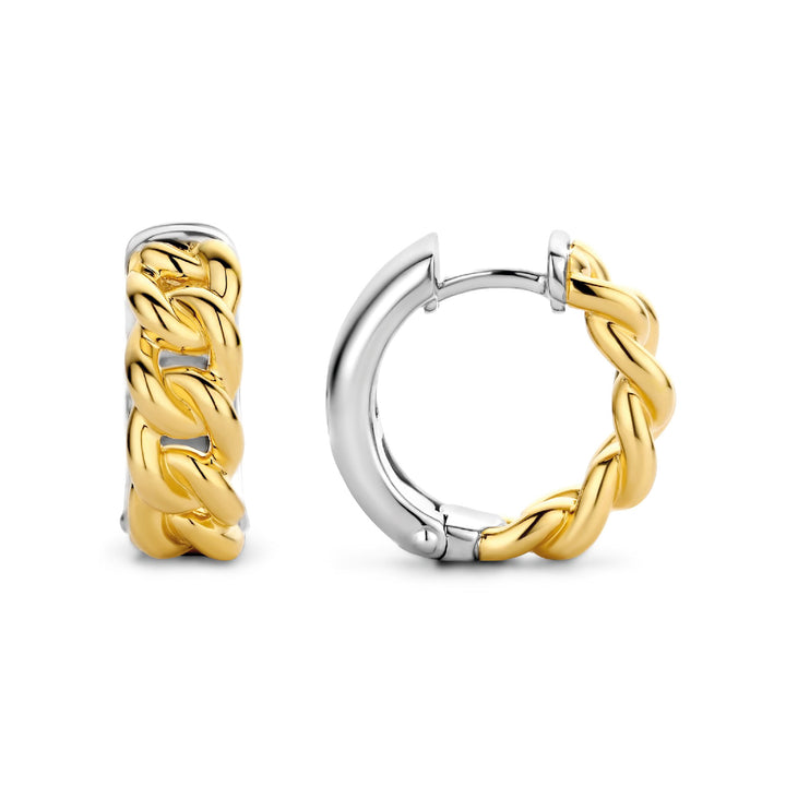 Ti Sento Yellow Gold Plated Curb Link Hoop Earrings - Michael Jones Jeweller