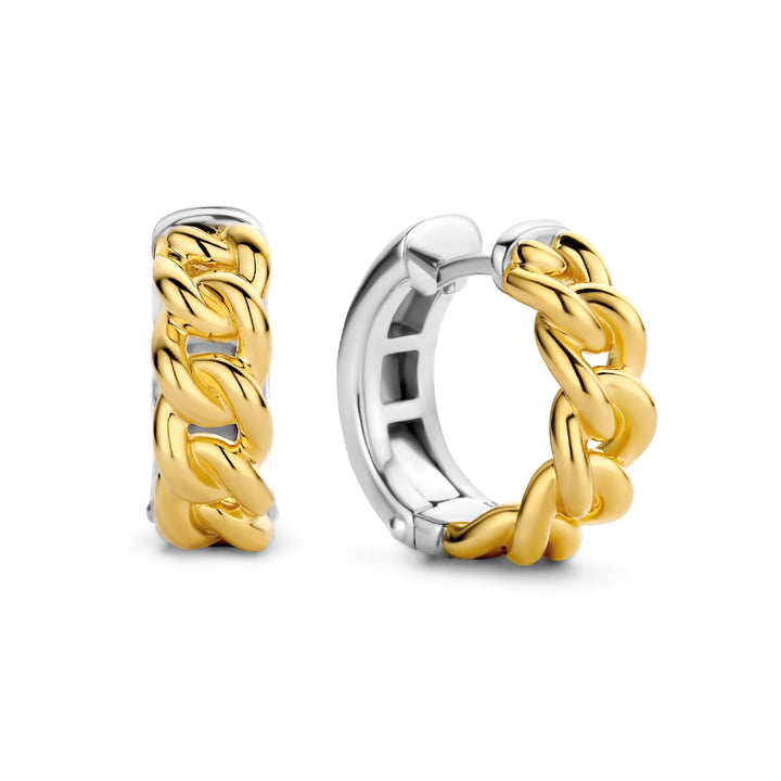 Ti Sento Yellow Gold Plated Curb Link Hoop Earrings - Michael Jones Jeweller