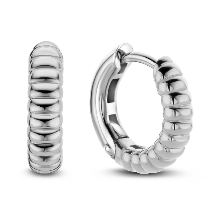 Ti Sento Silver Small Ribbed Hoop Earrings - Michael Jones Jeweller