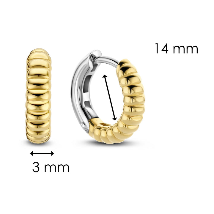 Ti Sento Yellow Gold Plated Small Ribbed Hoop Earrings