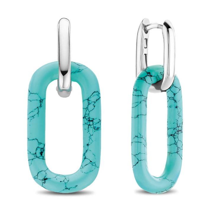Ti Sento Turquoise Blue Oval Link Drop Earrings - Michael Jones Jeweller