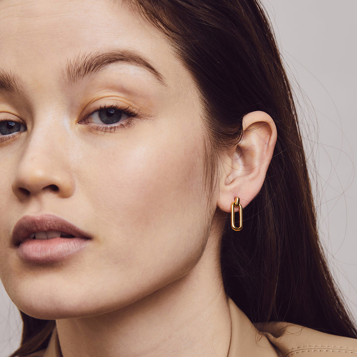Ti Sento Yellow Gold Plated Oval Link Drop Earrings - Michael Jones Jeweller