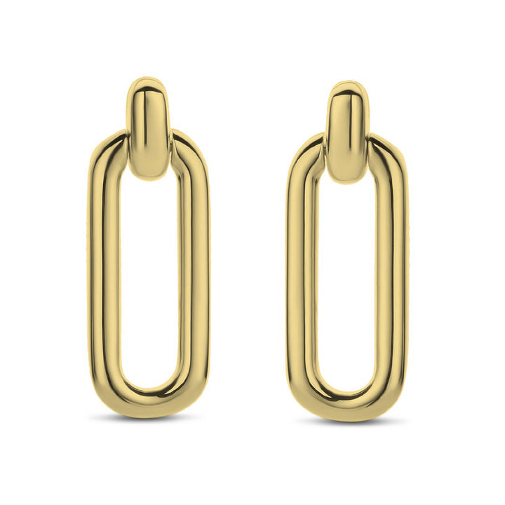 Ti Sento Yellow Gold Plated Oval Link Drop Earrings