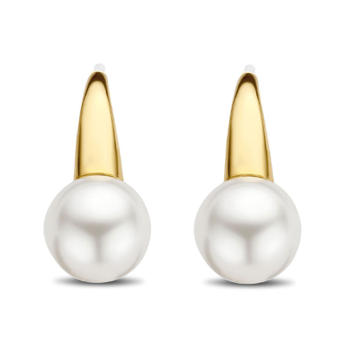 Ti Sento Yellow Gold Plated Pearl White Drop Earrings