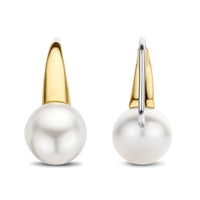 Ti Sento Yellow Gold Plated Pearl White Drop Earrings