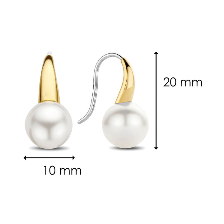 Ti Sento Yellow Gold Plated Pearl White Drop Earrings