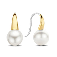 Ti Sento Yellow Gold Plated Pearl White Drop Earrings