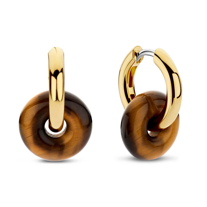 Ti Sento Tiger-Eye Brown Doughnut Hoop Earrings - Michael Jones Jeweller
