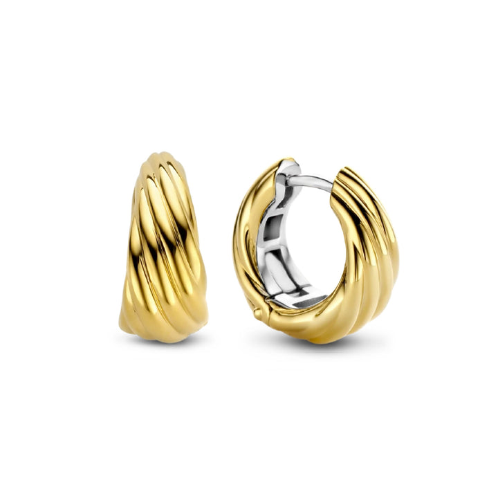 Ti Sento Twisted Yellow Gold Plated Hoop Earrings