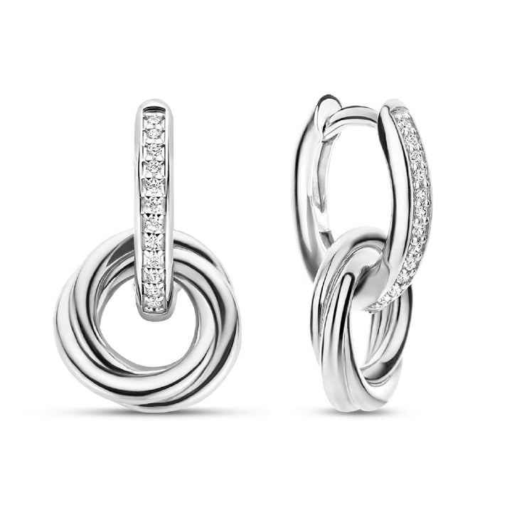 Ti Sento Cubic Zirconia Entwined Circle Hoop Earrings