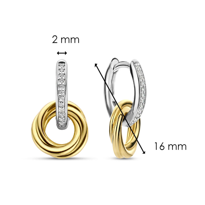 Ti Sento Yellow Gold Plated Cubic Zirconia Knot Drop Earrings