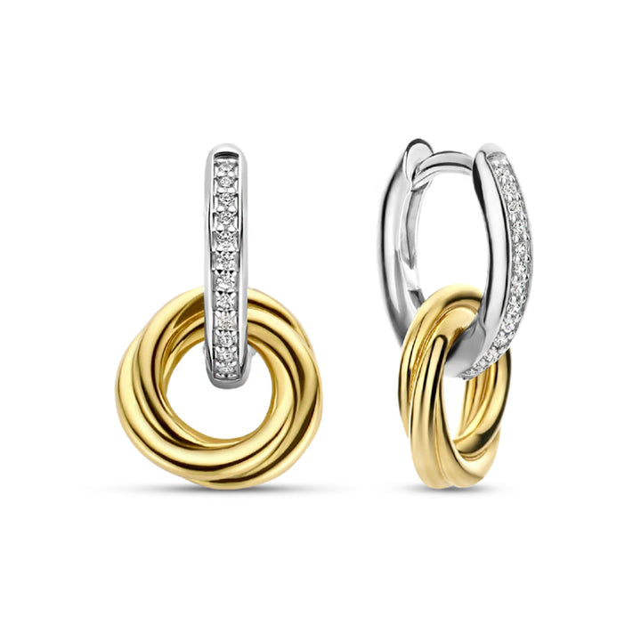 Ti Sento Yellow Gold Plated Cubic Zirconia Knot Drop Earrings - Michael Jones Jeweller