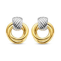 Ti Sento Yellow Gold Plated Entwined Circle Drop Earrings - Michael Jones Jeweller