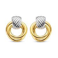 Ti Sento Yellow Gold Plated Entwined Circle Drop Earrings