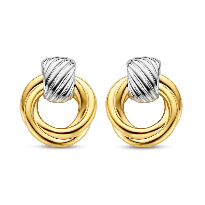 Ti Sento Yellow Gold Plated Entwined Circle Drop Earrings - Michael Jones Jeweller