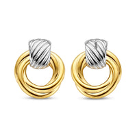 Ti Sento Yellow Gold Plated Entwined Circle Drop Earrings - Michael Jones Jeweller