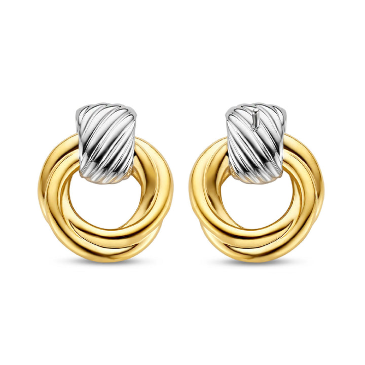 Ti Sento Yellow Gold Plated Entwined Circle Drop Earrings - Michael Jones Jeweller
