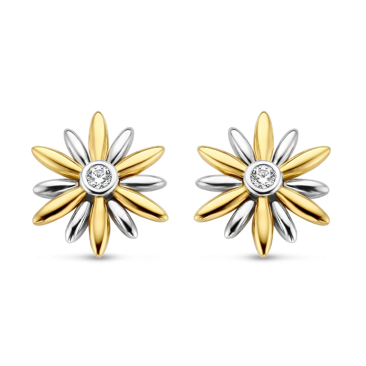 Ti Sento Yellow Gold Plated Cubic Zirconia Star Stud Earrings - Michael Jones Jeweller